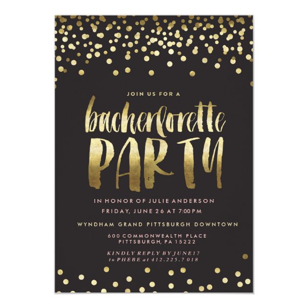 CONFETTI SPARKLE BACHELORETTE PARTY Invitation