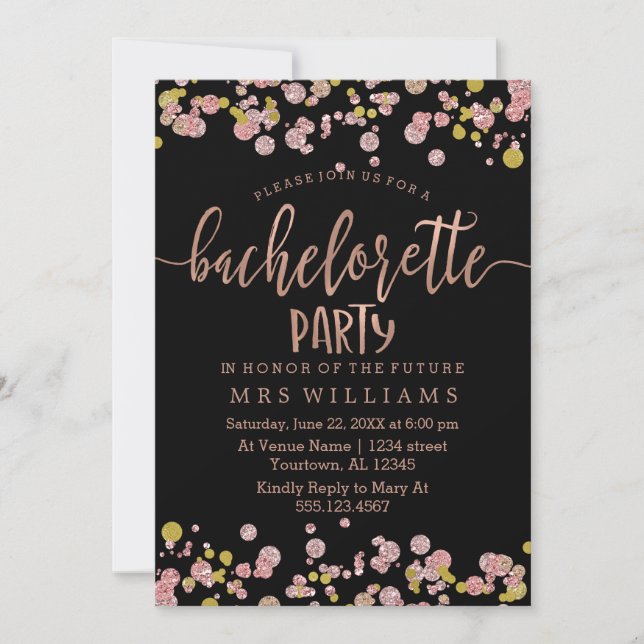 Confetti Sparkle Bachelorette Party Invitation (Front)