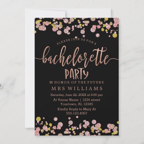 Confetti Sparkle Bachelorette Party Invitation