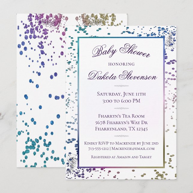 Confetti Sparkle | Colorful Diamond Dust Shower Invitation (Front/Back)