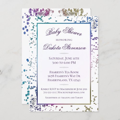 Confetti Sparkle  Colorful Diamond Dust Shower Invitation