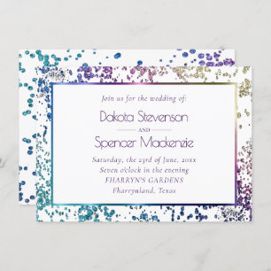 Confetti Sparkle Colorful Diamond Dust Wedding Invitation