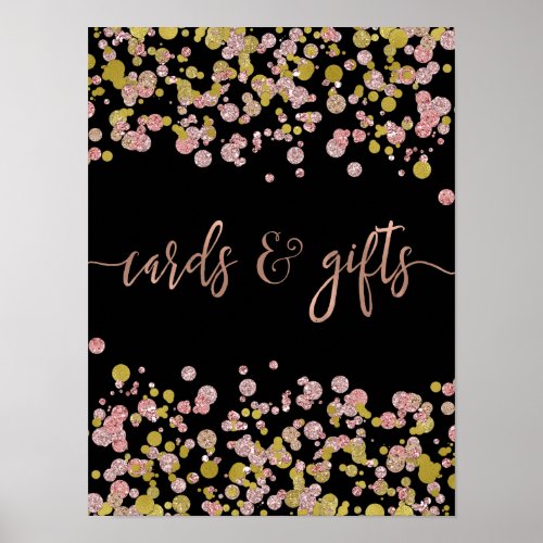 Confetti Sparkle Rose Gold Wedding Cards  Gifts Poster