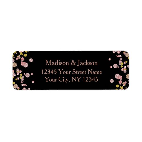 Confetti Sparkle Rose Gold Wedding Return Address Label
