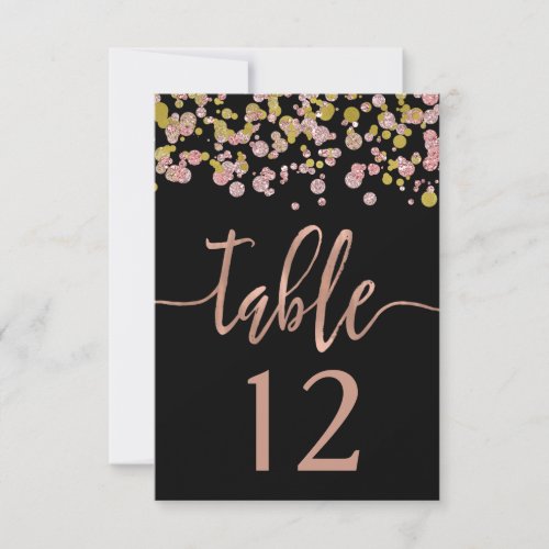 Confetti Sparkle Rose Gold Wedding Table Numbers