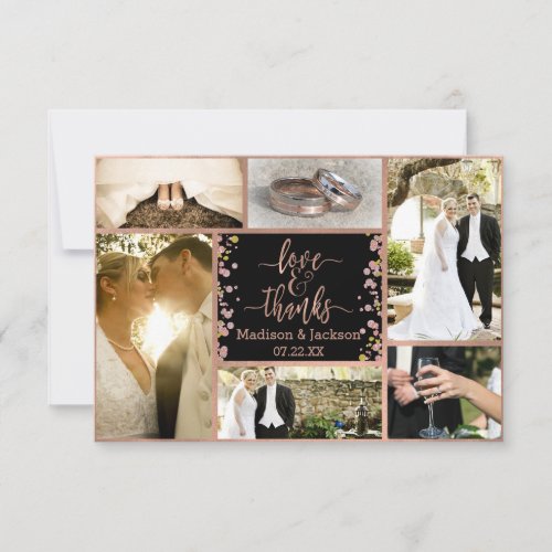 Confetti Sparkle Rose Gold Wedding Thank You Photo