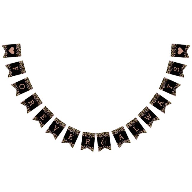 Confetti Sparkle Shine Rose Gold Wedding Forever Bunting Flags (All)