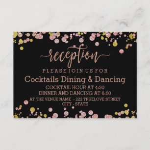 Confetti Sparkle Shine Rose Gold Wedding Reception Enclosure Card