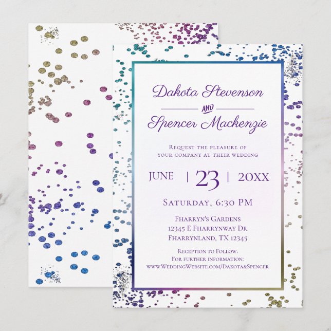 Confetti Sparkle | Watercolor Diamond Dust Wedding Invitation (Front/Back)