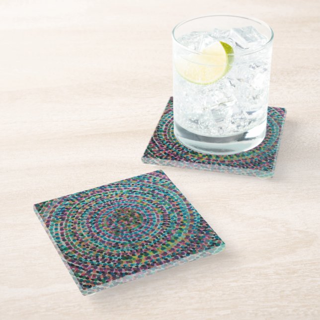 Confetti Spirals Glass Coaster (Angled)