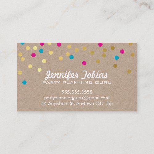 CONFETTI SPOT pattern modern gold aqua pink kraft Business Card
