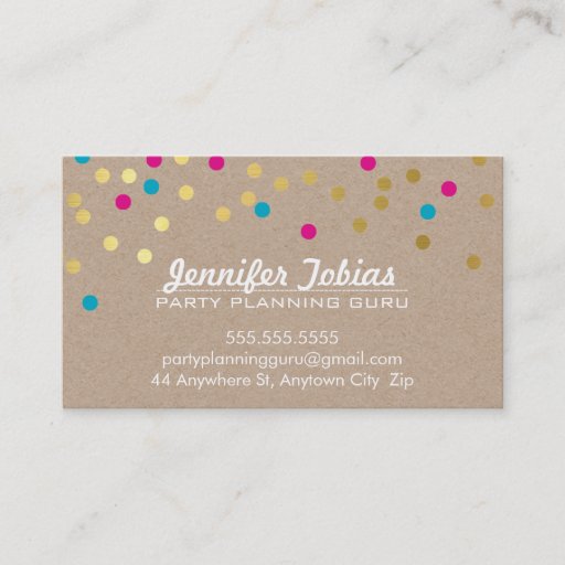 Customizable CONFETTI SPOT pattern modern gold aqua pink kraft Business Card