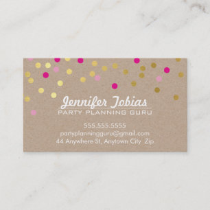 CONFETTI SPOT pattern modern gold bold pink kraft Business Card