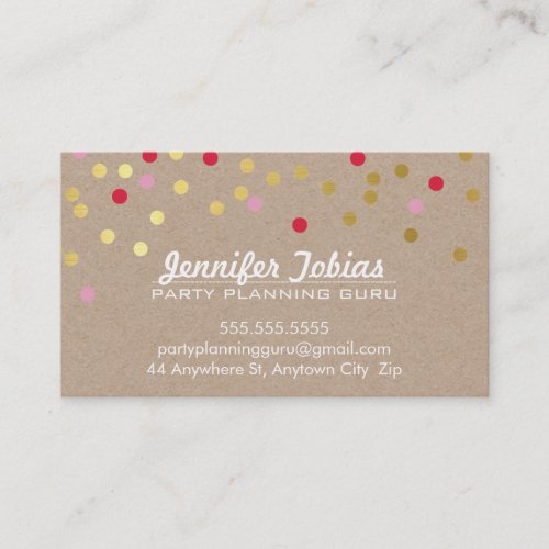 CONFETTI SPOT pattern modern gold red pink kraft Business Card