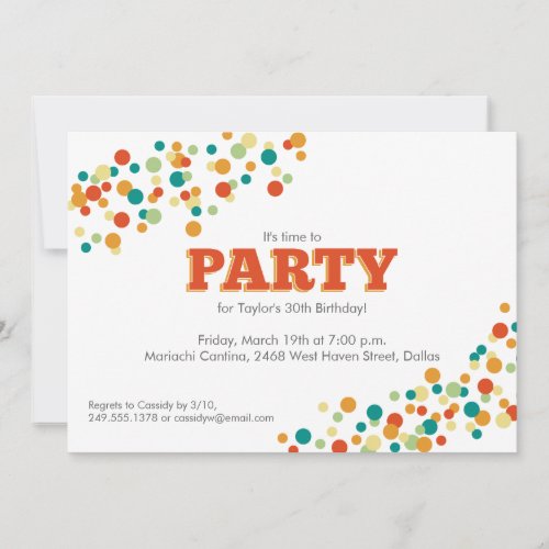 Confetti Sprinkle Party Invitation in Orange
