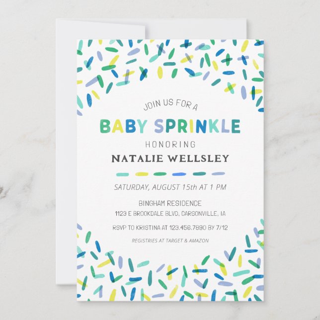 Confetti Sprinkles Baby Boy Sprinkle Invitation (Front)