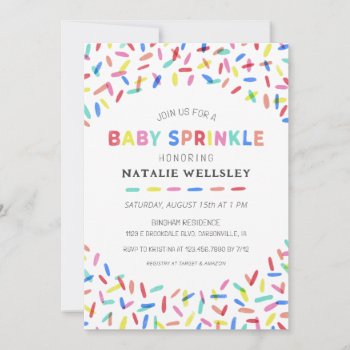 Confetti Sprinkles Baby Sprinkle Invitation by Low_Star_Studio at Zazzle