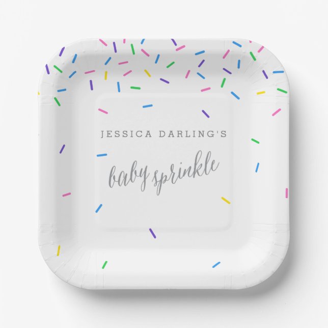 Confetti Sprinkles Baby Sprinkle Invitations Paper Plates (Front)