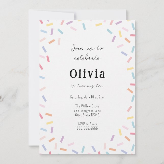 Confetti Sprinkles Birthday Invitation (Front)