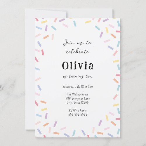 Confetti Sprinkles Birthday Invitation