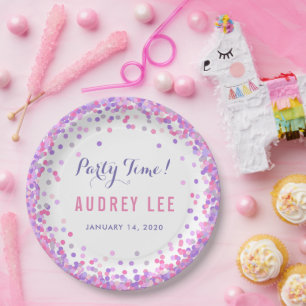 Confetti sprinkles birthday party decor for girls paper plates