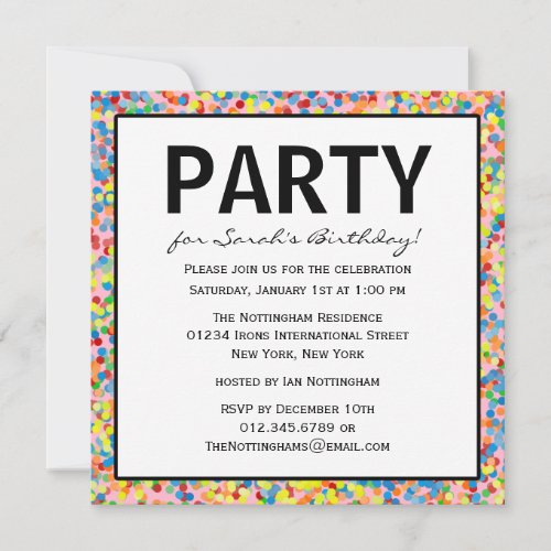 Confetti Sprinkles Birthday Party Invitation