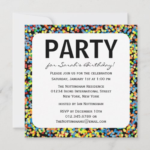 Confetti Sprinkles Birthday Party Invitation
