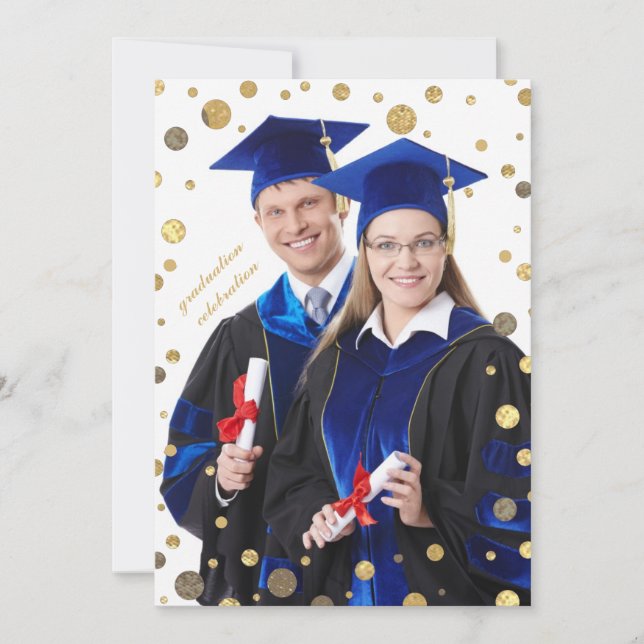 Confetti Sprinkling in Gold Photo Invitation (Front)