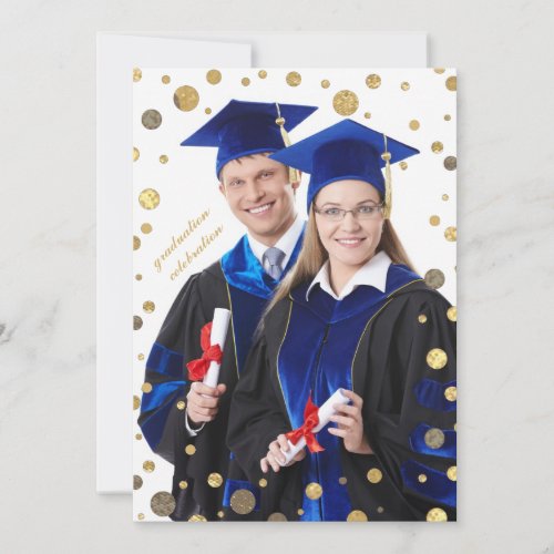 Confetti Sprinkling in Gold Photo Invitation