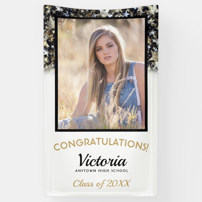 Confetti Stars Congratulations 2026 Graduate Photo Banner (Vertical)