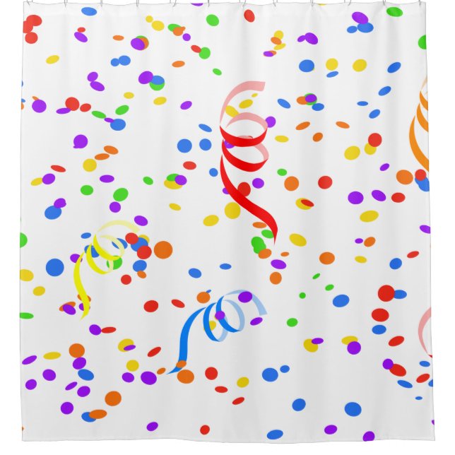 Confetti streamer party carnival shower curtain (Front)
