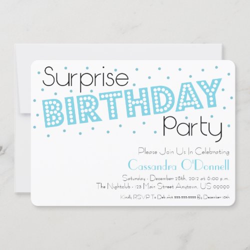 Confetti Surprise Birthday Party Invites Blue