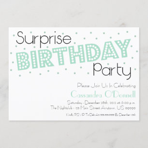 Confetti Surprise Birthday Party Invites (Mint)