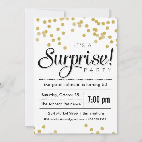 Confetti Surprise Party Invitation