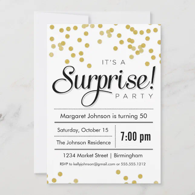 Confetti Surprise Party Invitation | Zazzle