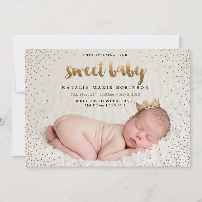 CONFETTI SWEET BABY Birth Announcement (Front)