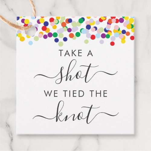 Confetti Take a Shot We Tied the Knot Wedding Favor Tags