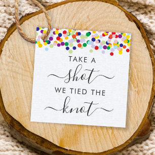 Confetti Take a Shot We Tied the Knot Wedding Favor Tags