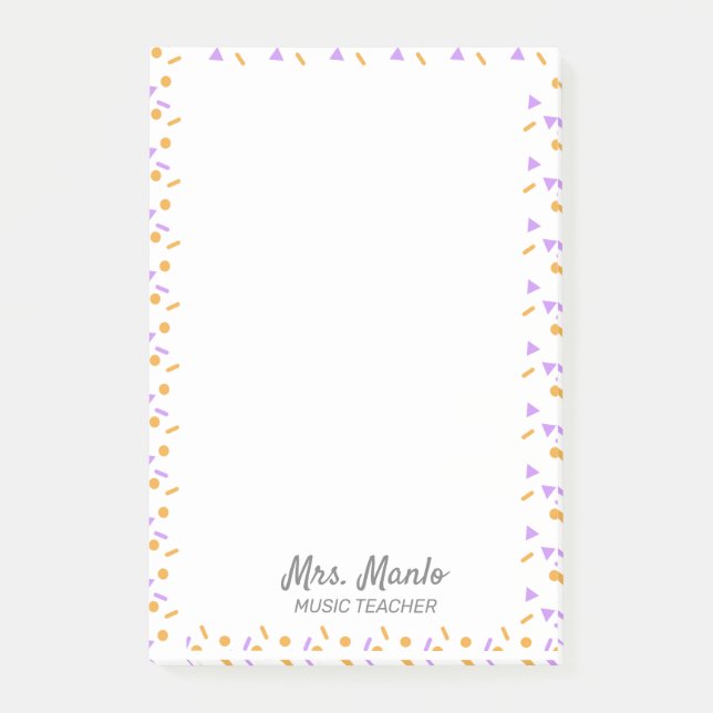 Confetti Teacher Script Name  Notes (Front)