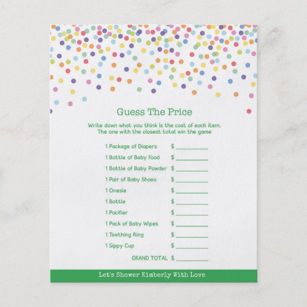 Confetti Theme Baby Shower Game Flyer
