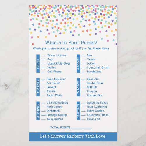 Confetti Theme Baby Shower Game Flyer