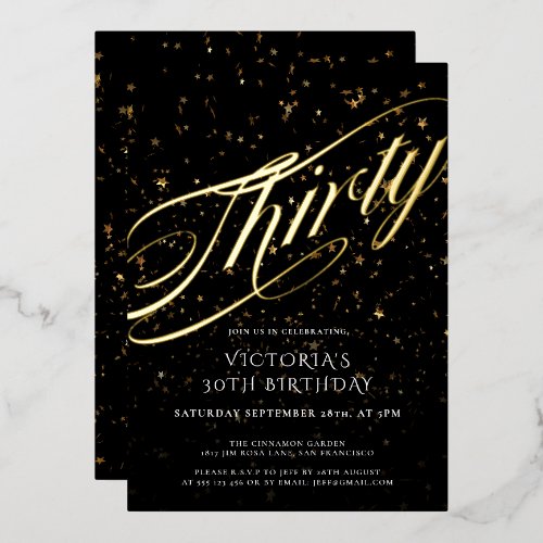 Confetti Thirty 30th Birthday Gold Black Elegant