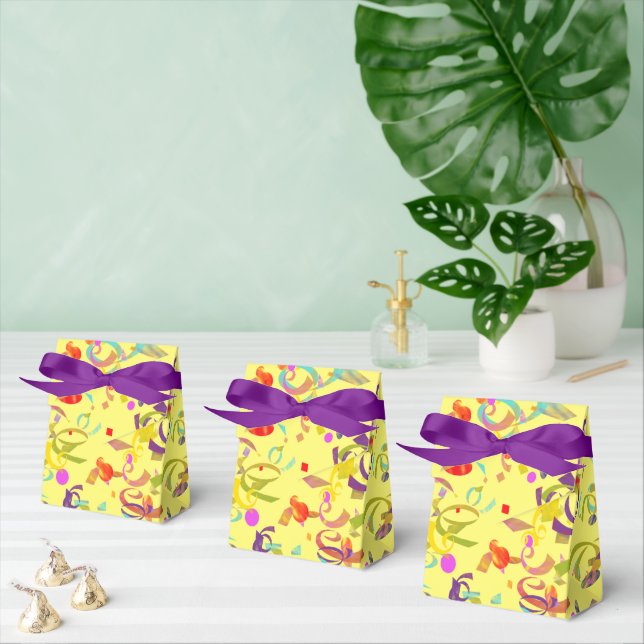Confetti Toss Pieces Over A Yellow Background Favor Boxes (Multiple)
