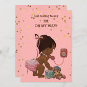 Confetti Vintage Ethnic Baby on Phone Baby Shower Invitation (Front/Back)