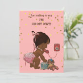 Confetti Vintage Ethnic Baby on Phone Baby Shower Invitation (Standing Front)
