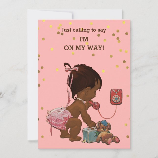 Confetti Vintage Ethnic Baby on Phone Baby Shower Invitation (Front)