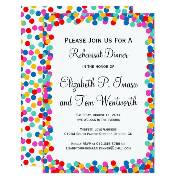 Confetti Wedding Rehearsal Dinner Invitations