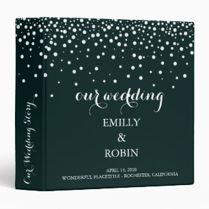 Confetti White Dots Elegant Navy Blue Wedding 3 Ring Binder