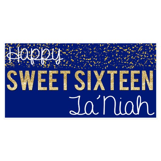 Confettin Glitter Sweet 16 Party Banner-Navy Blue (Front)
