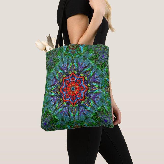 Confianza textile texture mandala pattern tote bag (Close Up)